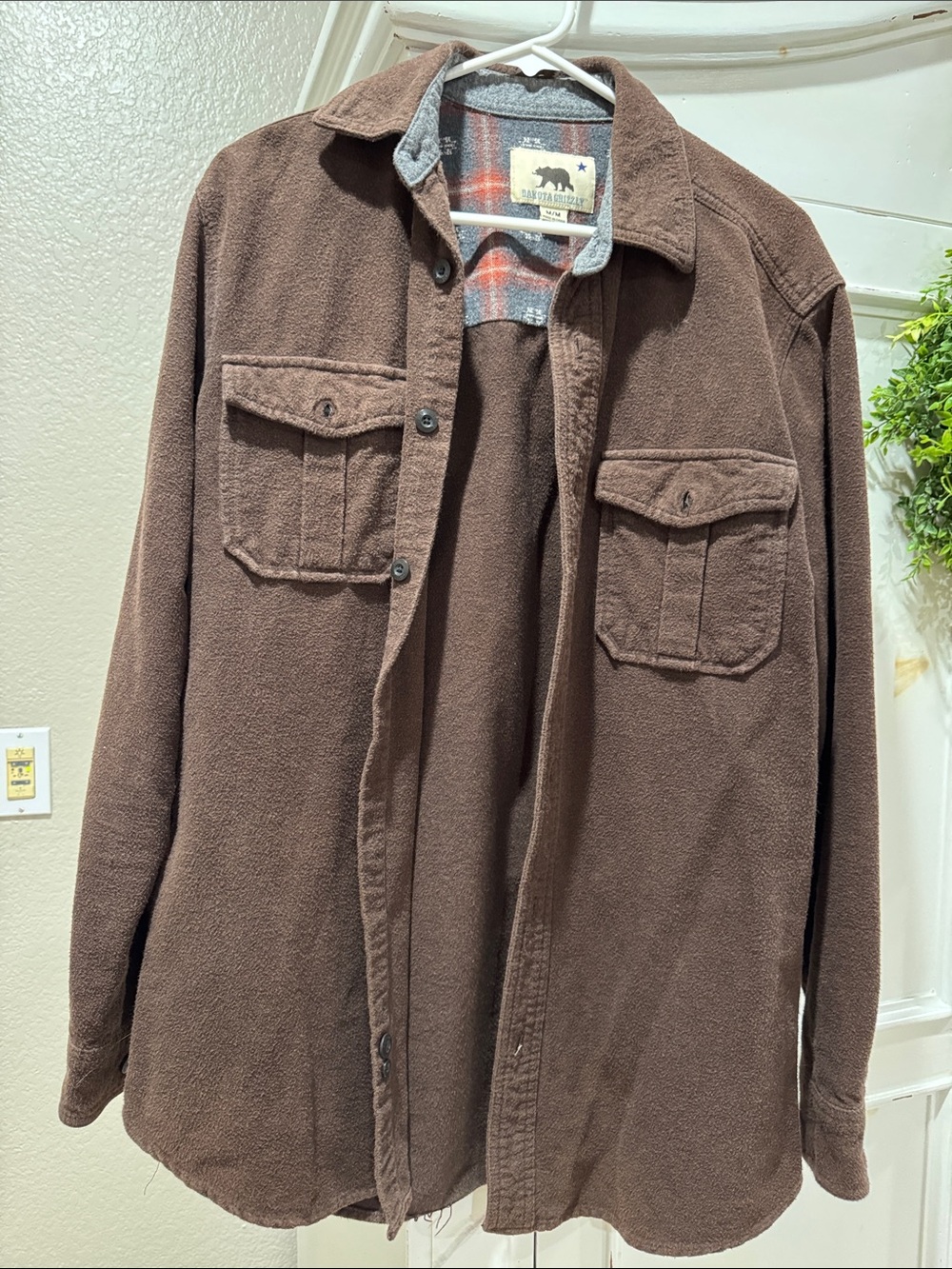 Men's Brown Lightweight Shacket with Plaid Lining
